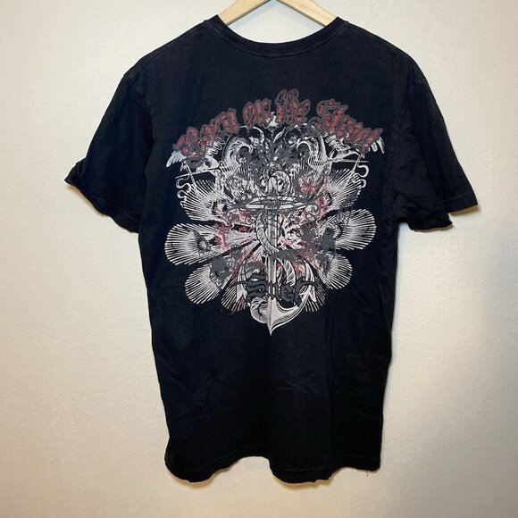 Smet Born On The Street Mens Large T Shirt Black Vintage Y2K Double Sided - Picture 4 of 7